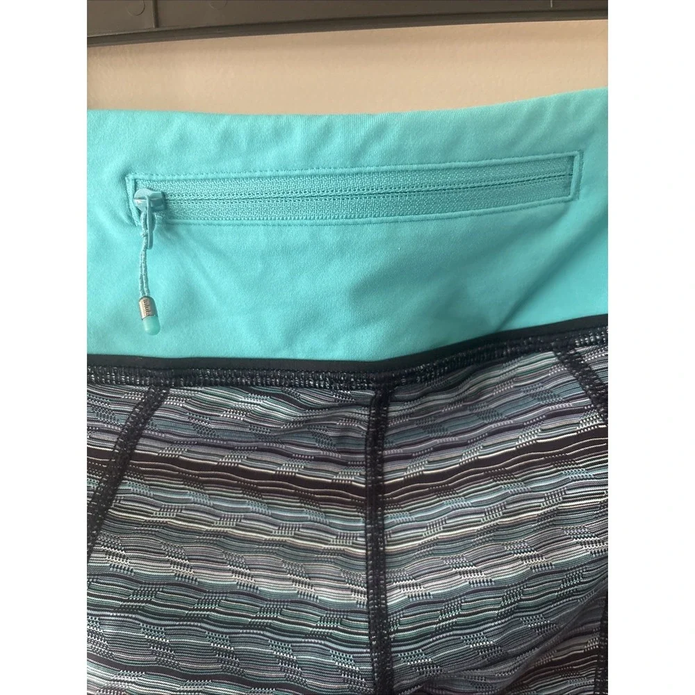 Lululemon‎ Pace Rival Crop Leggings 4 Space Dye Twist Naval Peacock Blue Striped
